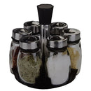 6PC REVOLVING SPICE RACK SILVER TOP