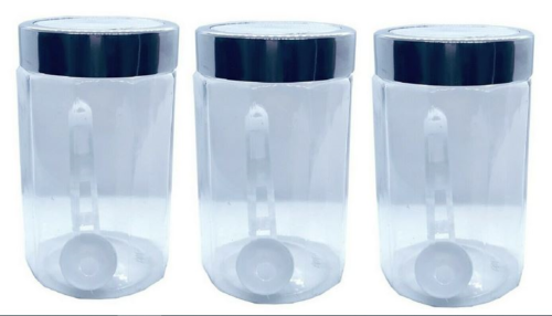 PLASTIC Storage Containers Screw Top Lids Food Canisters JARS Large Hexagon