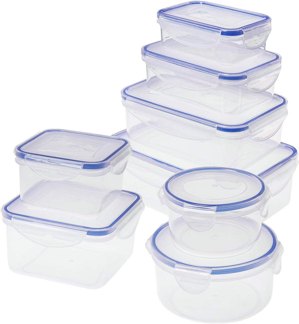 Clear Storage Box Plastic Clip Lid Lock & Fit Home Kitchen Food Container