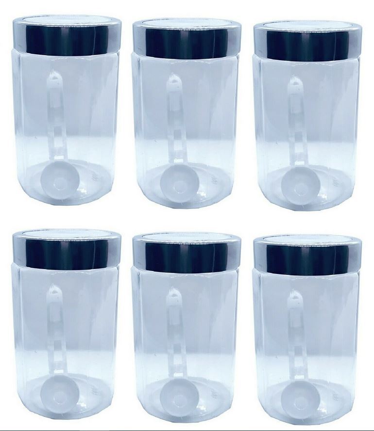 PLASTIC Storage Containers Screw Top Lids Food Canisters JARS Large Hexagon