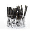Black 24PC Cutlery Dinner Set Stainless Steel Marble Effect Stand Rack Tea Spoons Fork