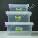 Clear Storage Box Plastic Clip Lid Locking Kitchen Office Home Food Container