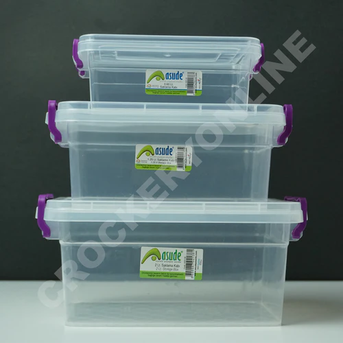 Clear Storage Box Plastic Clip Lid Locking Kitchen Office Home Food Container