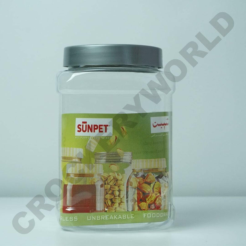 Square Plastic Jars Storage Containers Canisters SUNPET Screw Top PET Food