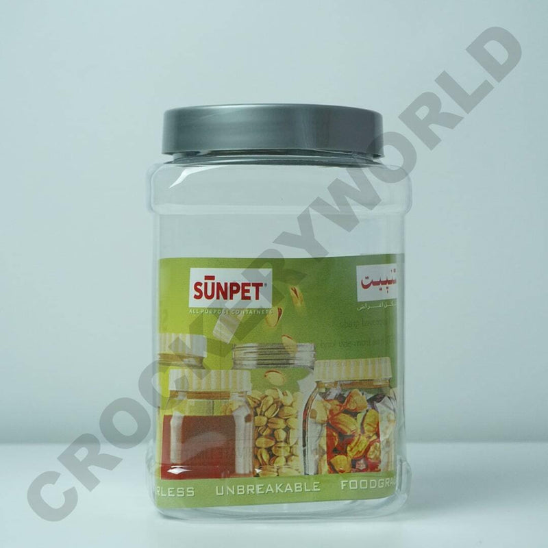 Square Plastic Jars Storage Containers Canisters SUNPET Screw Top PET Food