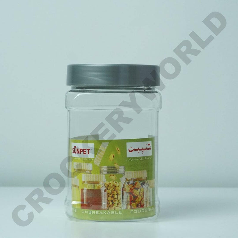 Square Plastic Jars Storage Containers Canisters SUNPET Screw Top PET Food