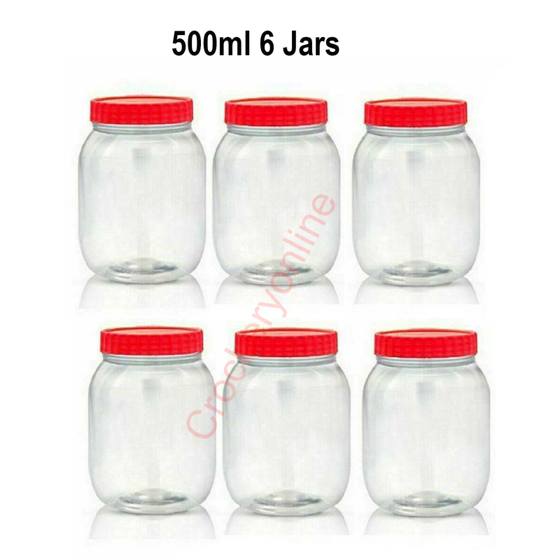 Plastic Storage Jar Containers Pots With Screw Top Lids For Herbs Spices Sunpet