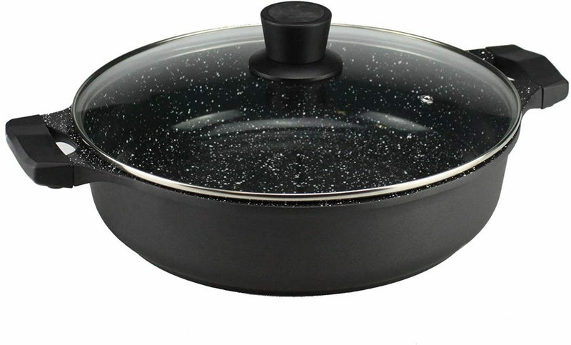 Die Cast Aluminium Induction Non Stick Low Casserole With Glass Lid Pot