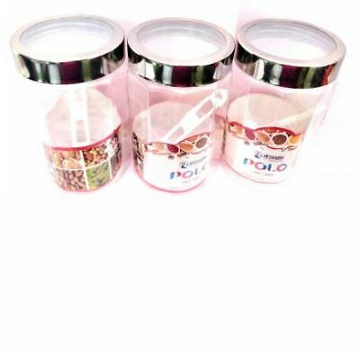 3pcs Clear Transparent Containers Jars Plastic Polo PET Pot Spice with Spoons 700ml